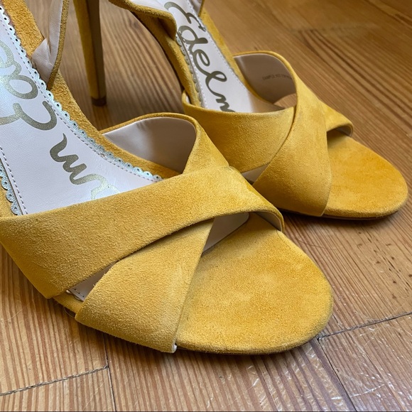 Sam Edelman yellow suede ankle strap stilettos SIZE 9 - Picture 8 of 9